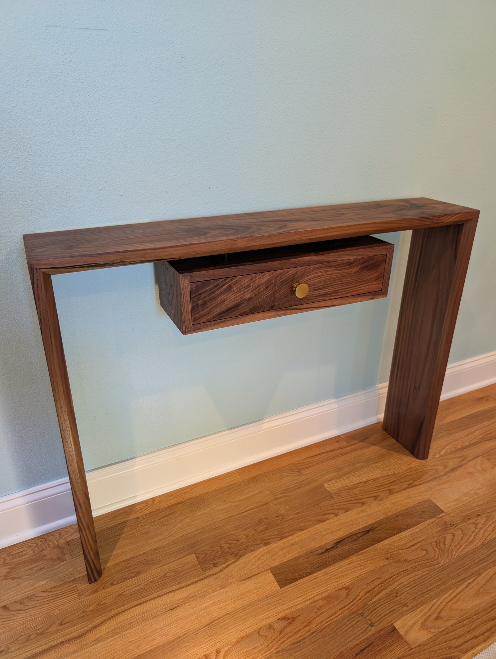 Walnut waterfall console table