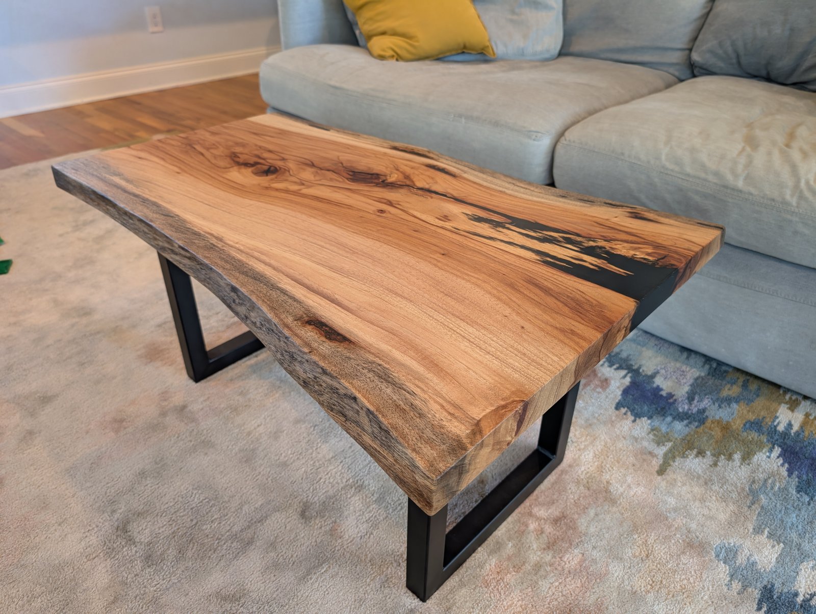 Spalted pecan coffee table with black epoxy